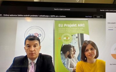 EU ARC GDPR radionica “Zaštita osobnih podataka i usklađivanje s GDPR-om u turizmu”, 28.4.2021.